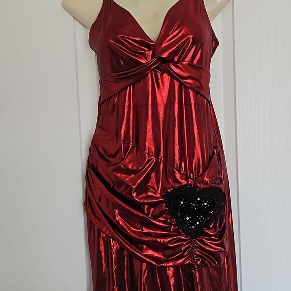 Halloween Metallic Twisted Front Spaghetti Straps Maxi Dress Small RubyRed - Picture 4 of 16